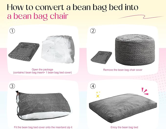Hobestluk Bean Bag Chair Convertible Beanbag Chairs - Image 7