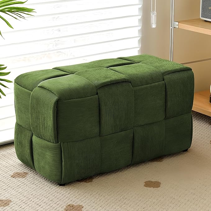 Ottoman Foot Rest Soft and Comfortable Ottoman Square Corduroy Woven Design - Image 2