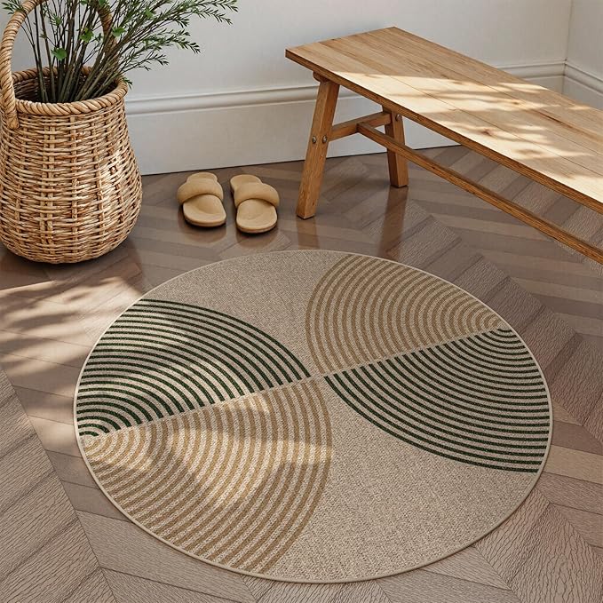 Lahome Modern Rainbow Round Entryway Rug 4ft, Circle Easy Jute Rug Washable by Lahome