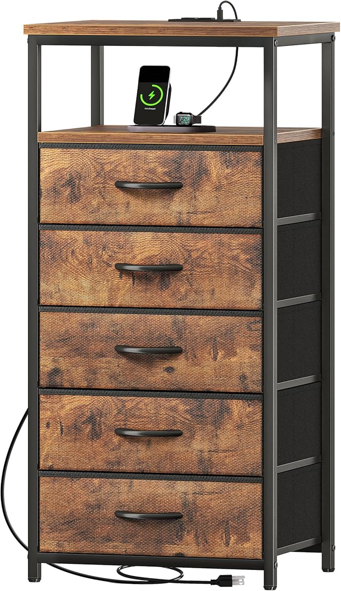 Huuger 5 Drawers Dresser with Charging Station, Dresser by Huuger
