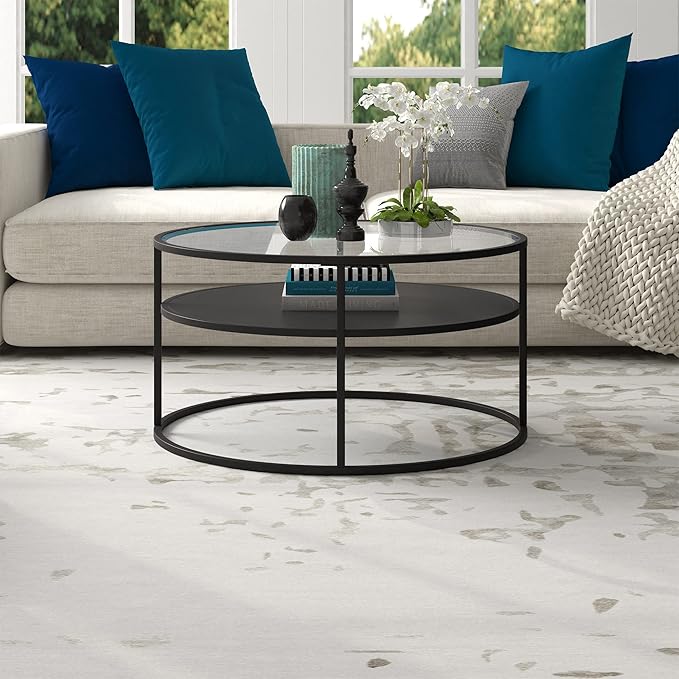Ada 32" Wide Round Coffee Table in Blackened Bronze - Image 5