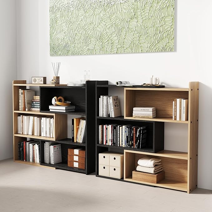 Open Shelf Low Bookcase, Wooden 4-Tier Floor Standing Expandable 25-47 inch - Image 8