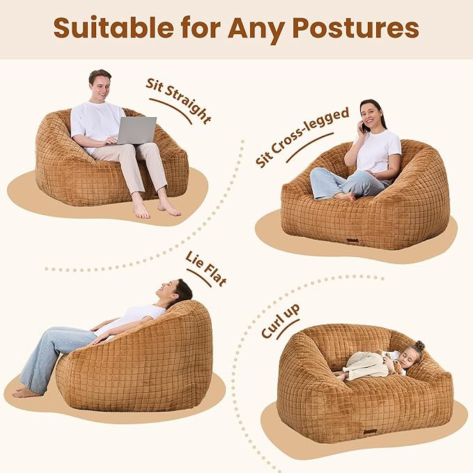 Bean Bag Chairs for Adults, Giant Beanbag Sofa Comfy Reading Chair, Oversized - Image 7