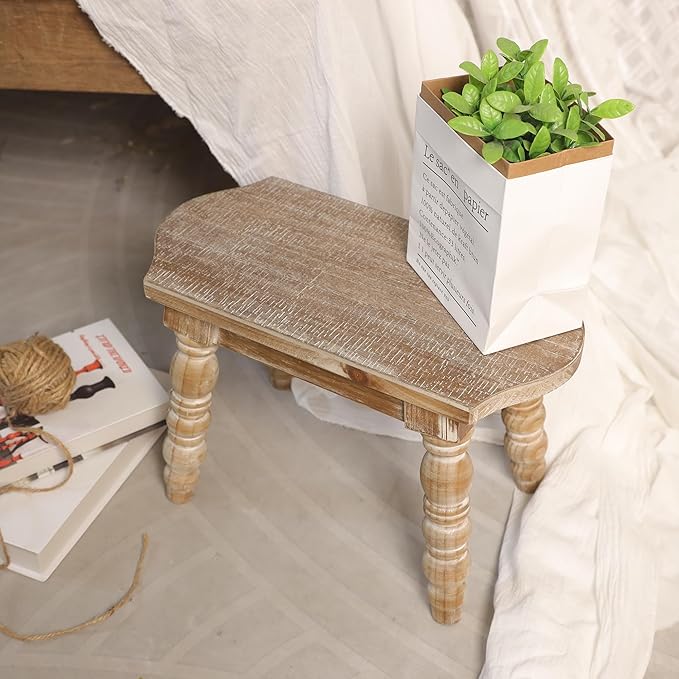 Wooden Bathroom Wood Foot Stool - Image 9
