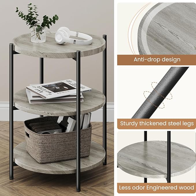 End Tables Living Room, 3-Tier Modern End Table - Image 4