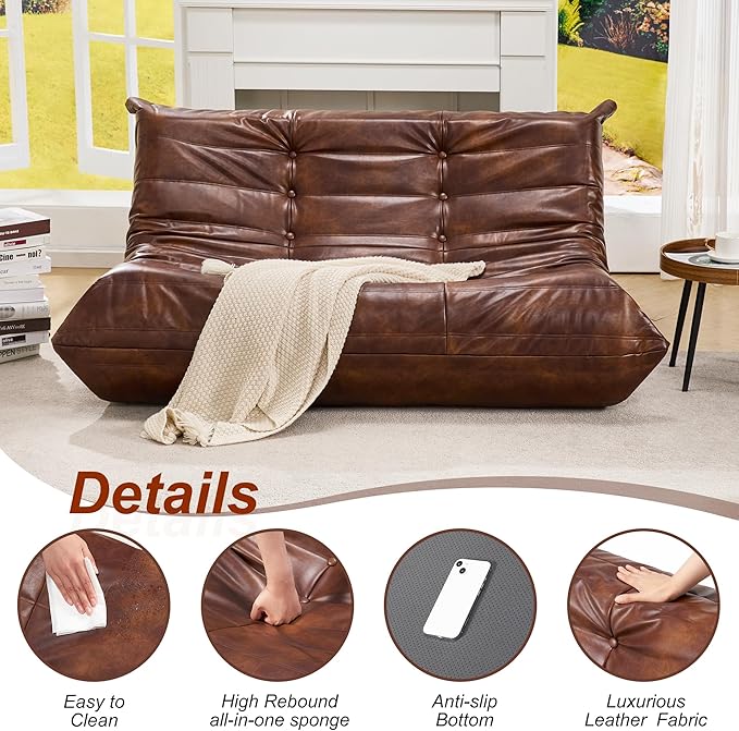 Hobestluk Bean Bag Chair Giant Bean Bag Sofa 2 Seater Bean Bag Chairs - Image 3