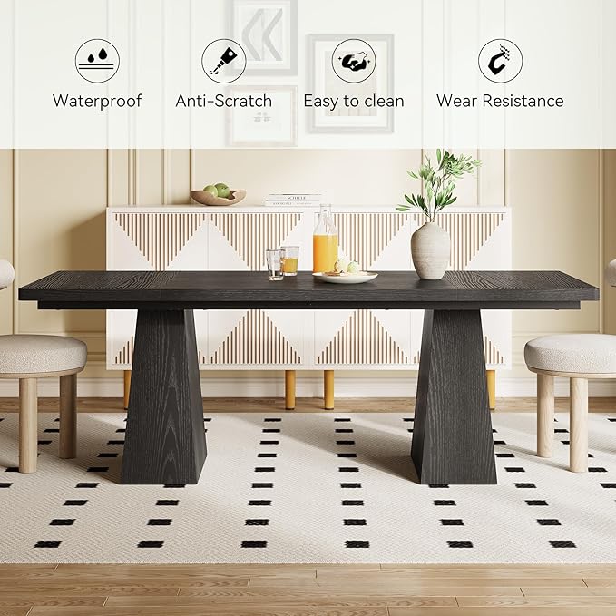 LITTLE TREE Dining Table for 6 People, Wooden Table, Rectangle Furniture - Image 7