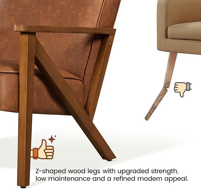 Yaheetech Accent Chair Faux Leather Armchair Lounge Chair - Image 6