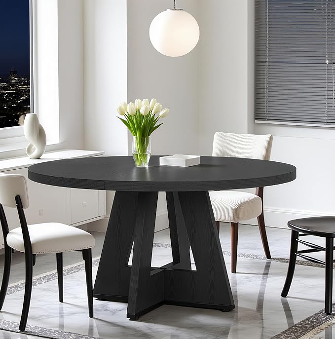 47" Round Dining Table for 4-6, Modern Dinner Table Farmhouse Round Small by LynginsCreativeLife