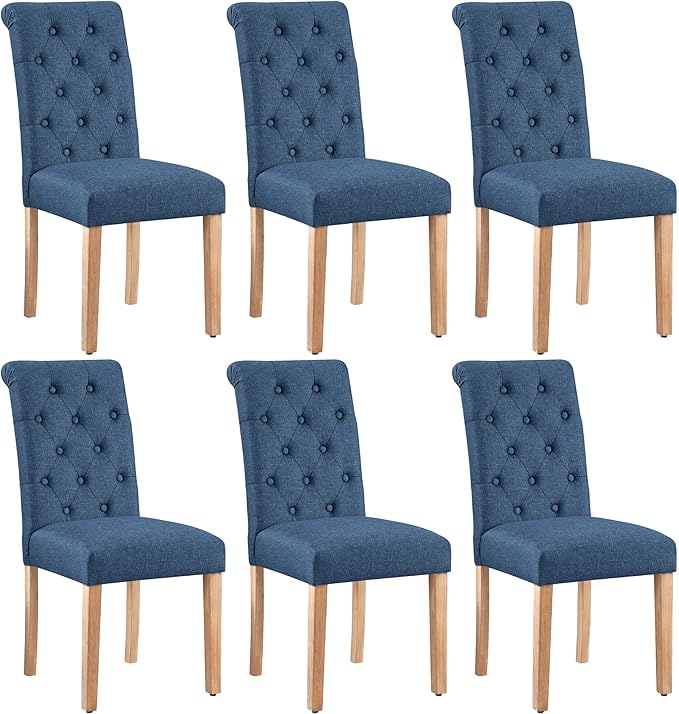 Yaheetech Dining Chairs Set of 6 Fabric Upholstered Dining Room Chairs by Yaheetech