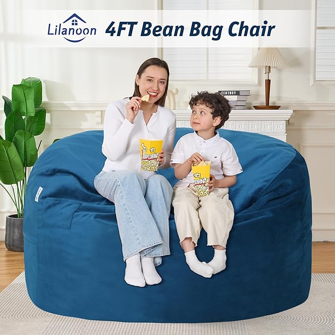 4FT Bean Bag Chair with Ultra Soft Velvet Cover Bean Bag Sofawith Memory Foam - Image 3