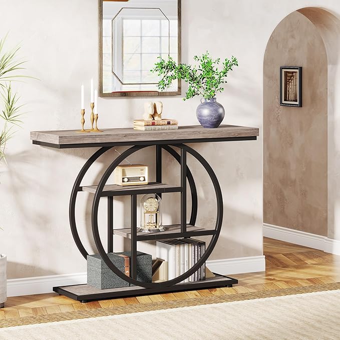 Tribesigns 41.3" Console Table, Industrial 4-Tier Sofa Table Entryway Table - Image 4