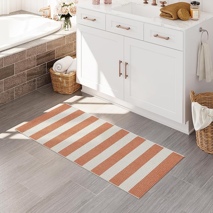 OJIA Fall Front Door Rug 24"x51" Halloween Doormat Striped Rug Cotton Woven - Image 9
