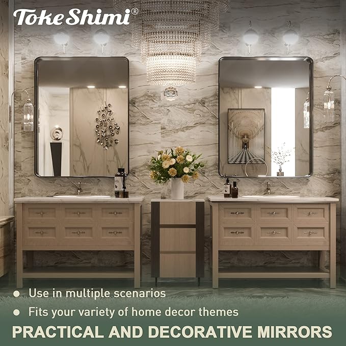 TokeShimi 24 x 32 Inch Black Mirror Wall Mirror - Image 5