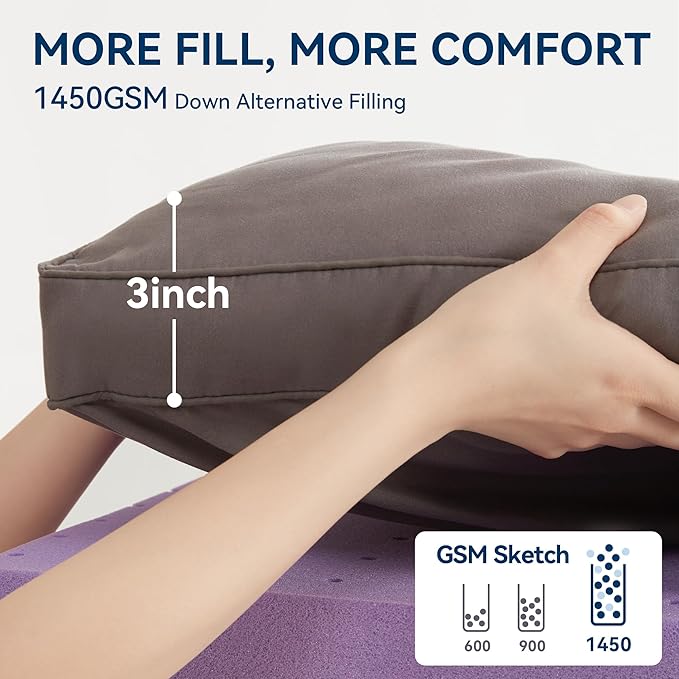 BDEUS Dual Layer 5 Inch Memory Foam Mattress Topper Queen Size, 2 Inch Gel - Image 4