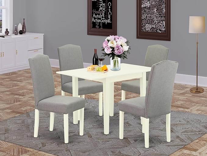 East West Furniture 1NDEN5-LWH-06 5 Piece Dining Table Set - Image 2