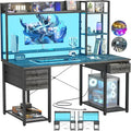 Aheaplus Desk with LED and Outlets, Gaming Desk with Hutch, 47.2'' Computer by Aheaplus
