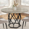 GarveeHome Round Dining Table for 4-6 People, 47 Inch Farmhouse Kitchen Table by GarveeHome