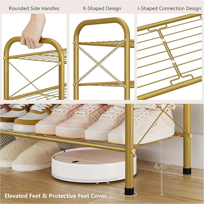 Hoctieon 2 Tier Shoe Rack for Closet, Durable Mesh Style Shoe Rack, Entryway - Image 7