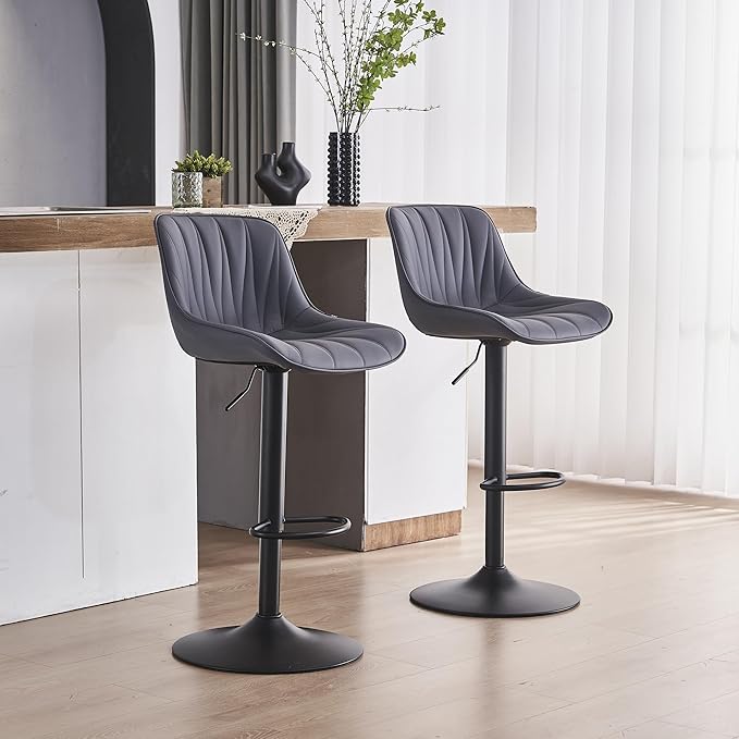 YOUNIKE Bar Stools Set of 2 for Kitchen Island, Faux Leather Padded Barstools - Image 8