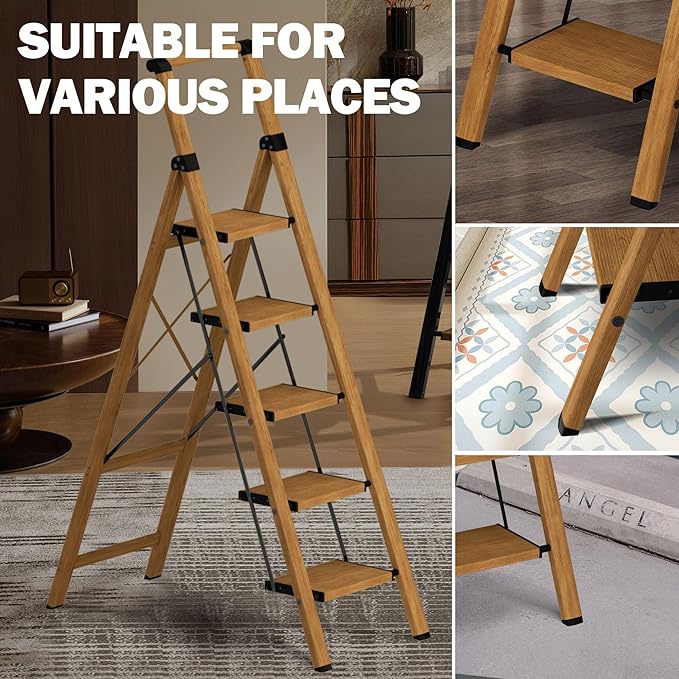 5 Step Step Ladder, Lightweight Folding Step Stool - Image 3