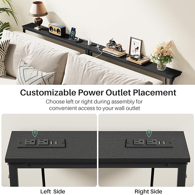 Kitstorack 2-Pack Black Narrow Console Table Behind Couch, Adjustable Height & - Image 8