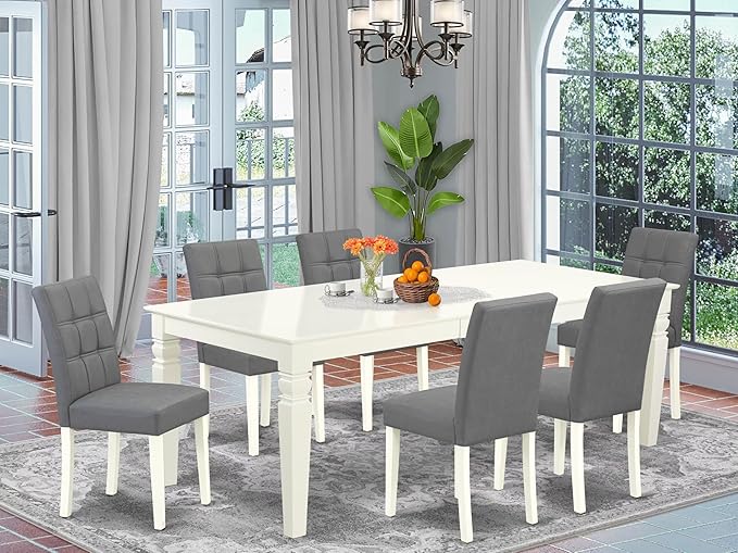 East West Furniture LGAS7-LWH-41 7 Piece Kitchen Table Set Contain A Modern - Image 2
