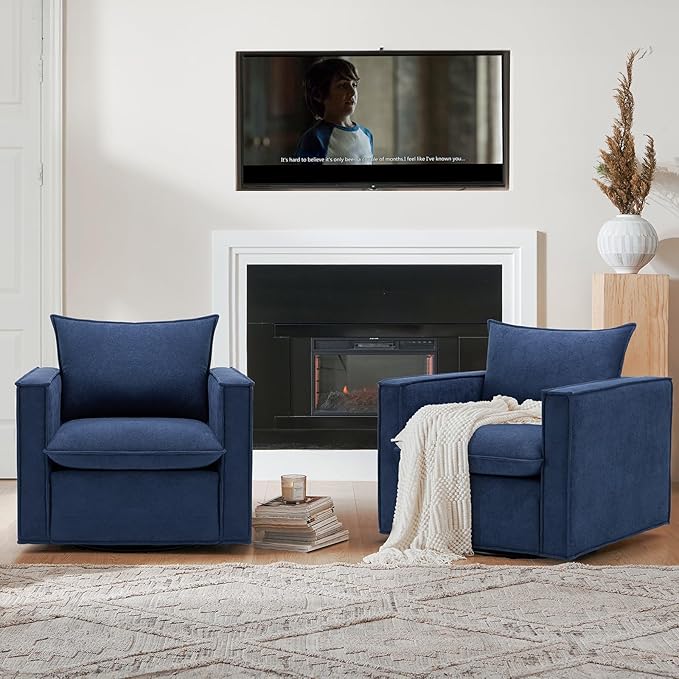 COLAMY Swivel Accent Chair, 34in Living Room Chair Upholstered Armchair - Image 4