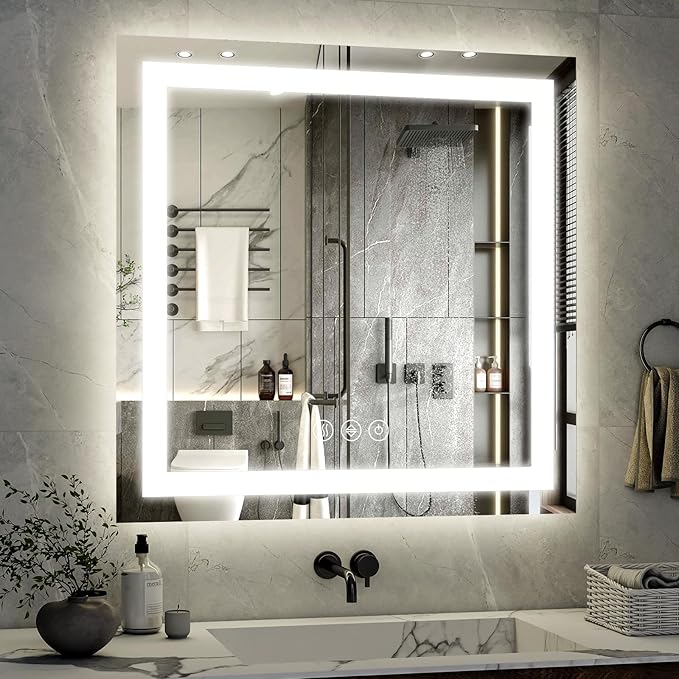 40"x 40" LED Bathroom Mirror, Backlit + Front Lit, LED Bathroom Mirror - Image 2