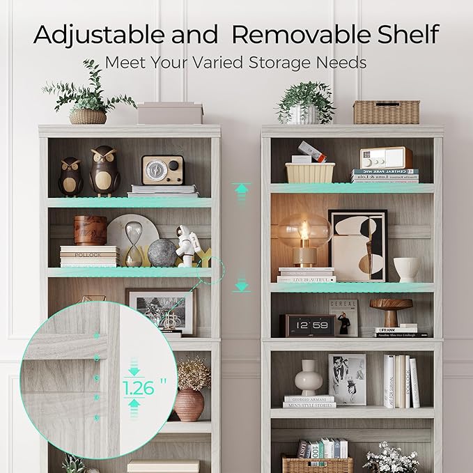 LINSY HOME 5-Shelf Bookcase, Bookshelves Floor Standing Display Storage Shelves - Image 6