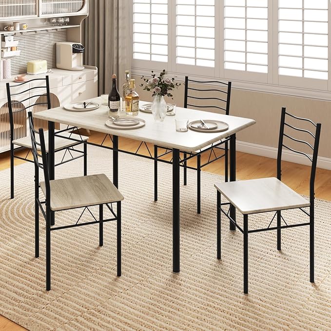 5 PCS Dining Table Set Counter Height Table and Chairs Set W/Steel Structure - Image 9