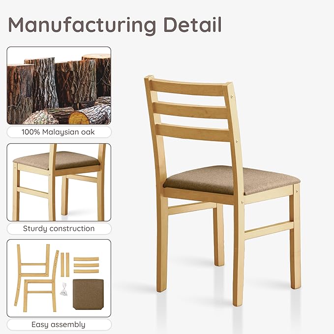 Livinia Seattle Modern Farmhouse Kitchen Dining Room Chair Set of 2, Solid Wood - Image 5