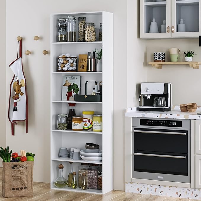 FOTOSOK 6-Tier Open Bookcase and Bookshelf, Freestanding Display Storage - Image 5