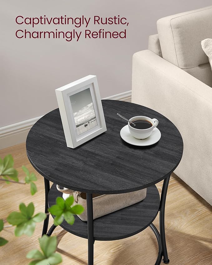VASAGLE Side Table, 2-Tier Round End Table, Nightstand - Image 4