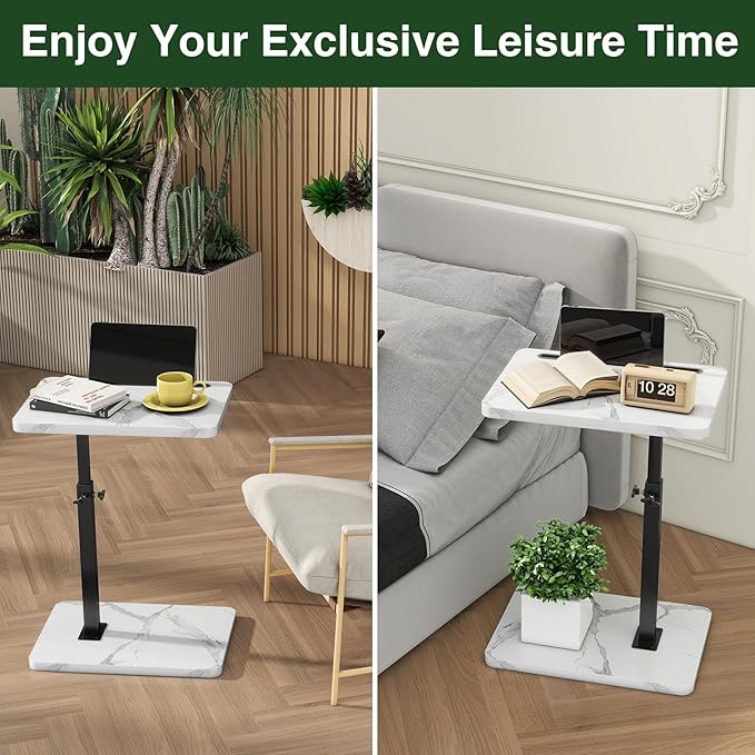 IBUYKE Tray Table for Couch, 360° Swivel Height Adjustable End Table for Small - Image 7