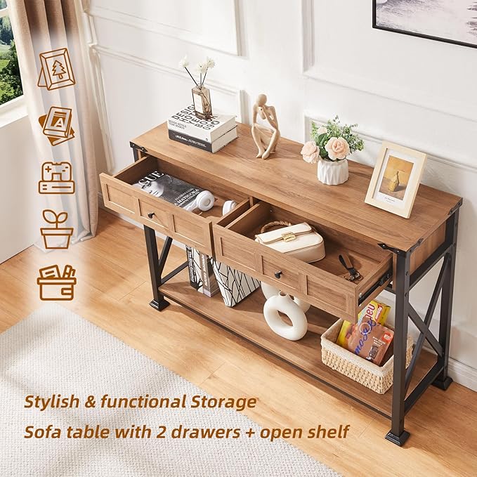 HOMBAZAAR Entryway Table, Rustic Console Table - Image 5
