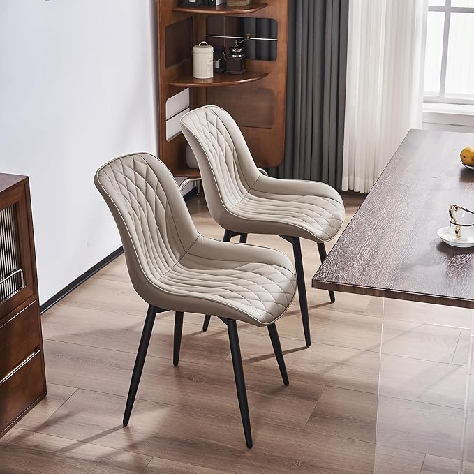 YOUNIKE Khaki Dining Chairs Set of 2 - Image 2