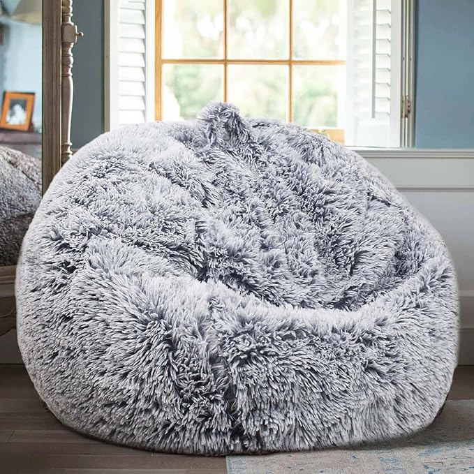 Fluffy Bean Bag Chair for Kids, 2.5FT Round Memory Foam Filled Bean Bag for - Image 5