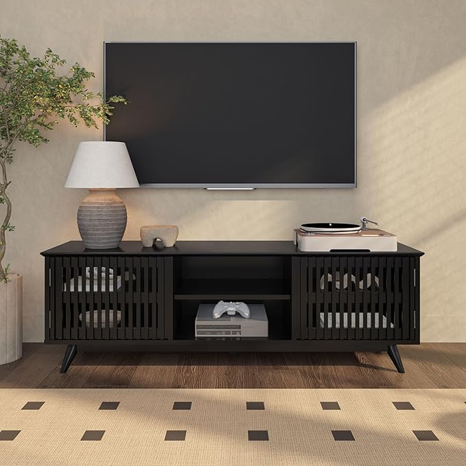 Plank+Beam Mid-Century Modern Wood TV Stand, Solid Wood Entertainment Console - Image 9