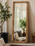 Full Length Mirror with Wooden Frame, Hanging or Leaning Wall-Mounted by TRAHOME