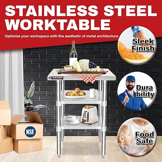 DuraSteel Food Prep Stainless Steel Table - Image 3