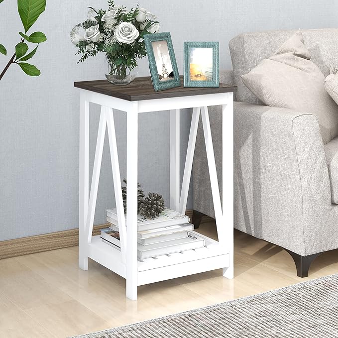 Farmhouse Square End Table, Accent Side Table by UYIHOME