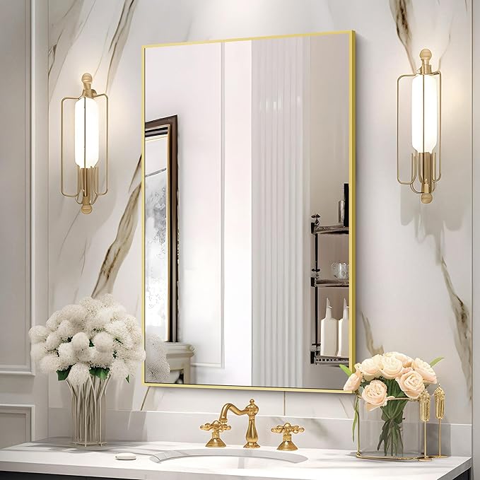 Gold Bathroom Mirror for Wall, 30x48 Inch Rectangle Mirrors - Image 7
