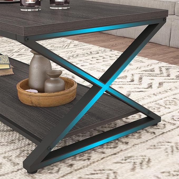 HSH Gray Coffee Table for Living Room, Minimalist Rectangle Center Table - Image 6