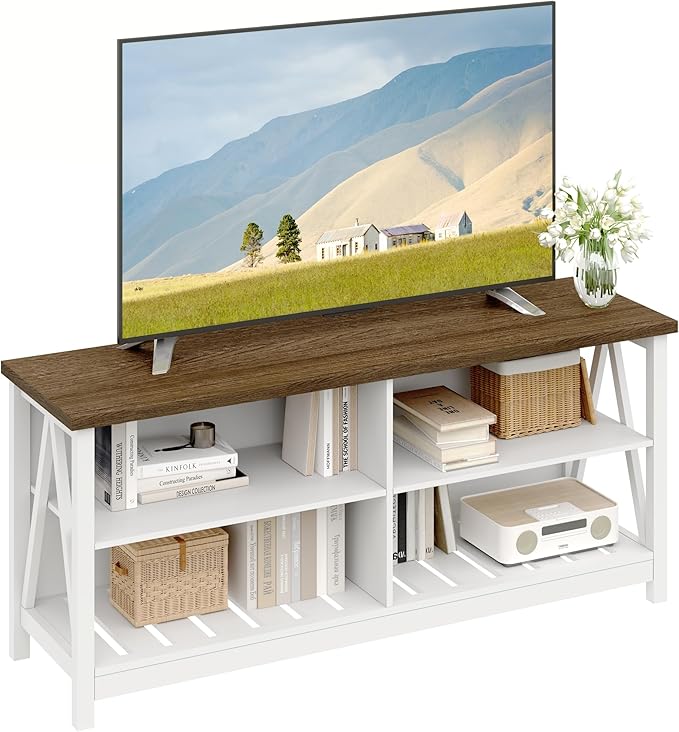 ChooChoo Farmhouse TV Stand for TVs up to 55 Inch, Modern Entertainment Center by ChooChoo
