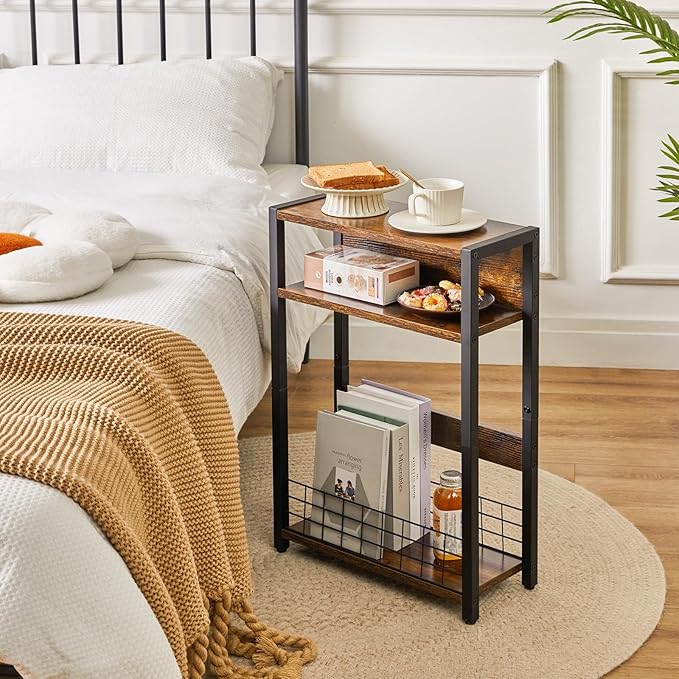 IBUYKE Narrow Side Table with Storage Shelf, 3 Tier End Table, Modern Sofa Table - Image 7