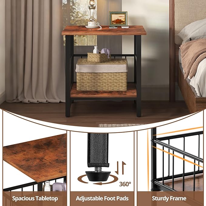 Industrial Night Stand, 18” Square Side Table - Image 5