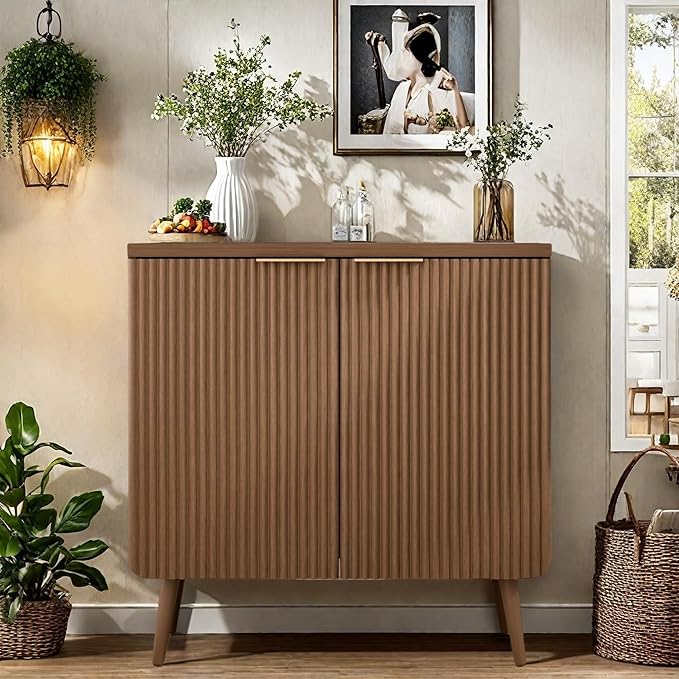 Buffet Cabinet, Sideboard Fluted Cabinet Modern Kitchen Buffet Storage Cabinets - Image 3