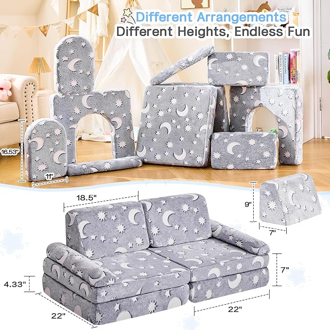 IFNOW Modular Kids Play Couch, Toddler Couch Kids Sofa, Child Sectional Sofa - Image 2