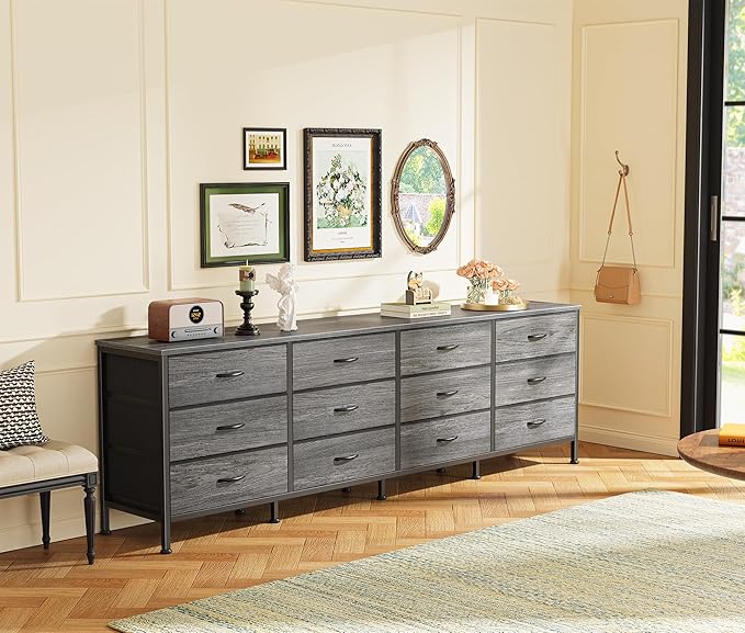 Huuger 70 Inch Dresser for Bedroom, TV Stand for 65, 80 Inch TV, 12 Fabric - Image 7